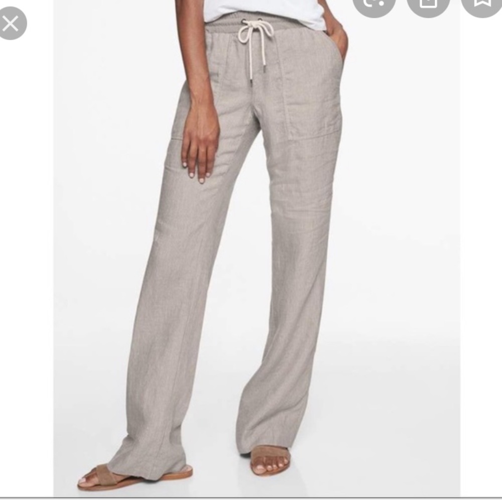 Athleta Bali gray linen wide legs pants